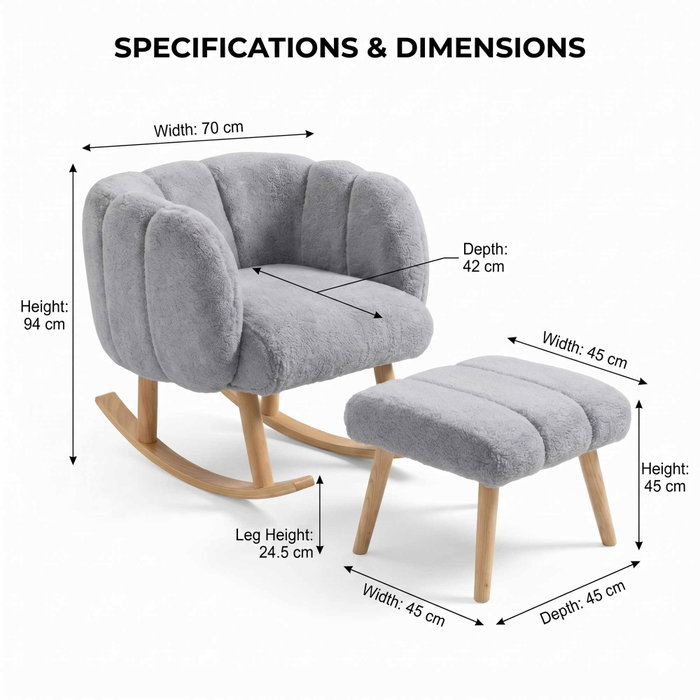 Atelier Del Sofa Lotus - Conjunto de Sillón y Puff Gris